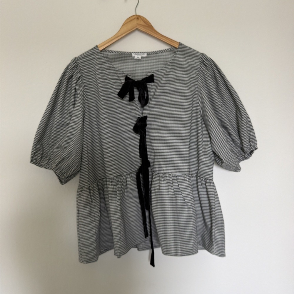 Chic Soul Women's Plus Take It Easy Now Top Black Gingham Sz 3X - Picture 2 of 7
